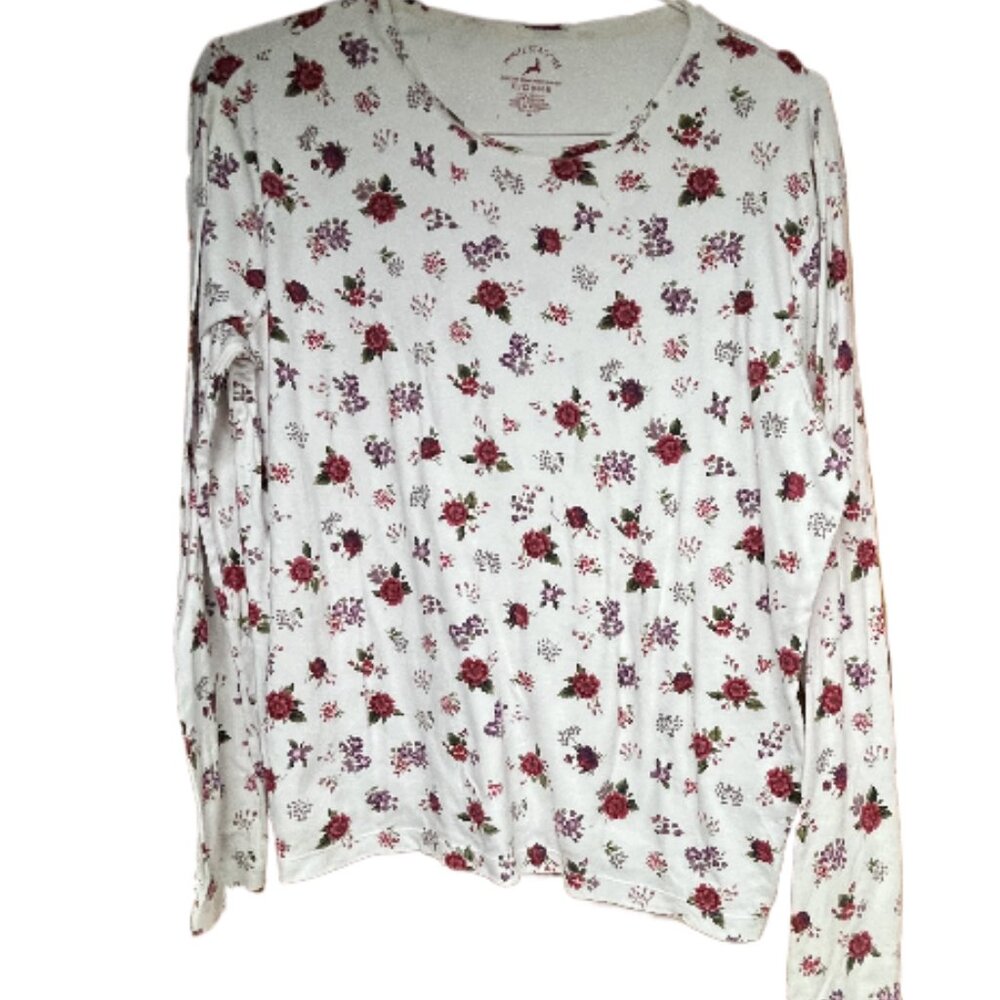 L white  Stag long sleeve whitish floral shirt